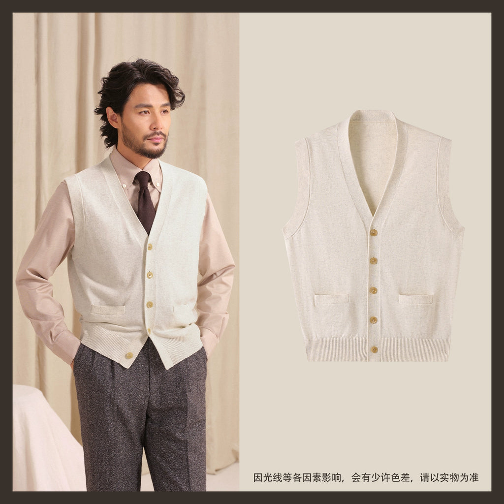CULTUM Sleeveless Knitted Cardigan V-Neck Wool Vest