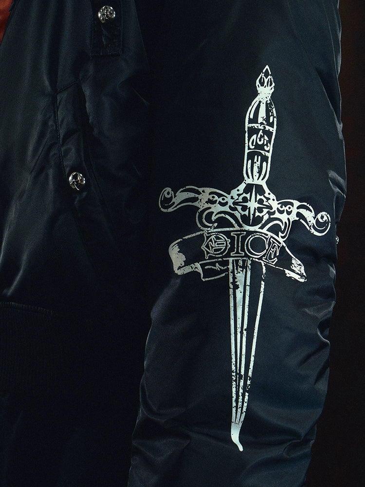 DICETINY Yuan Tu's Sword Printed Loose Stand-up Collar Short Jacket