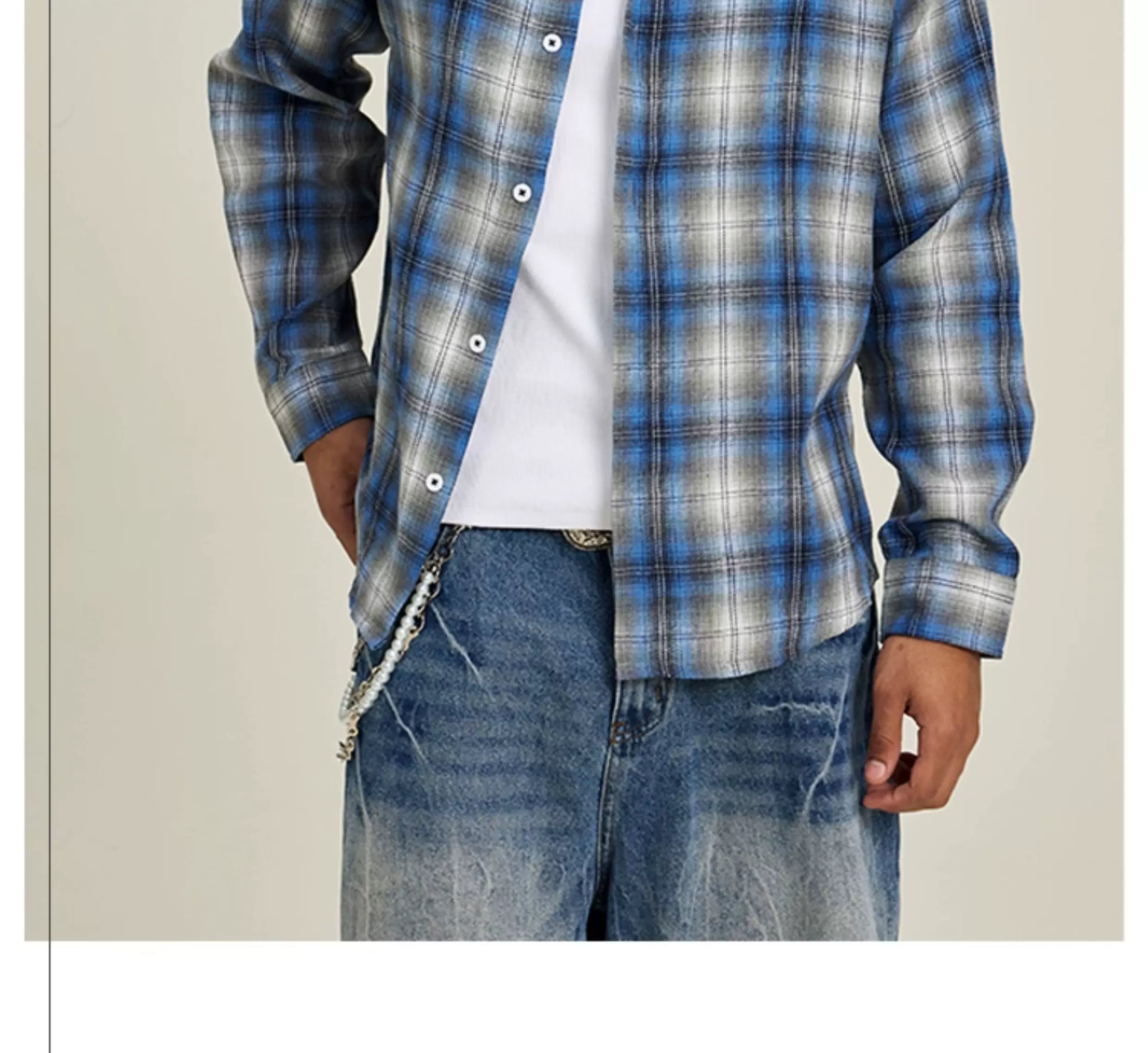 FIVEMEN Vintage Loose Plaid Shirt Jacket