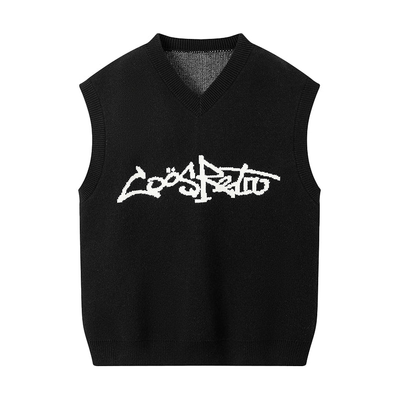 CoosRetro College Style Knitted V-Neck Sweater