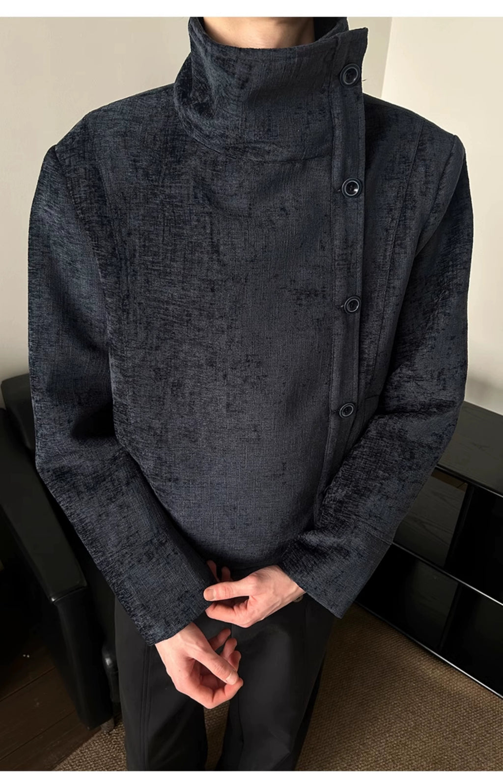 KREATE Irregular Vintage Stand-Up Collar Shoulder Jacket