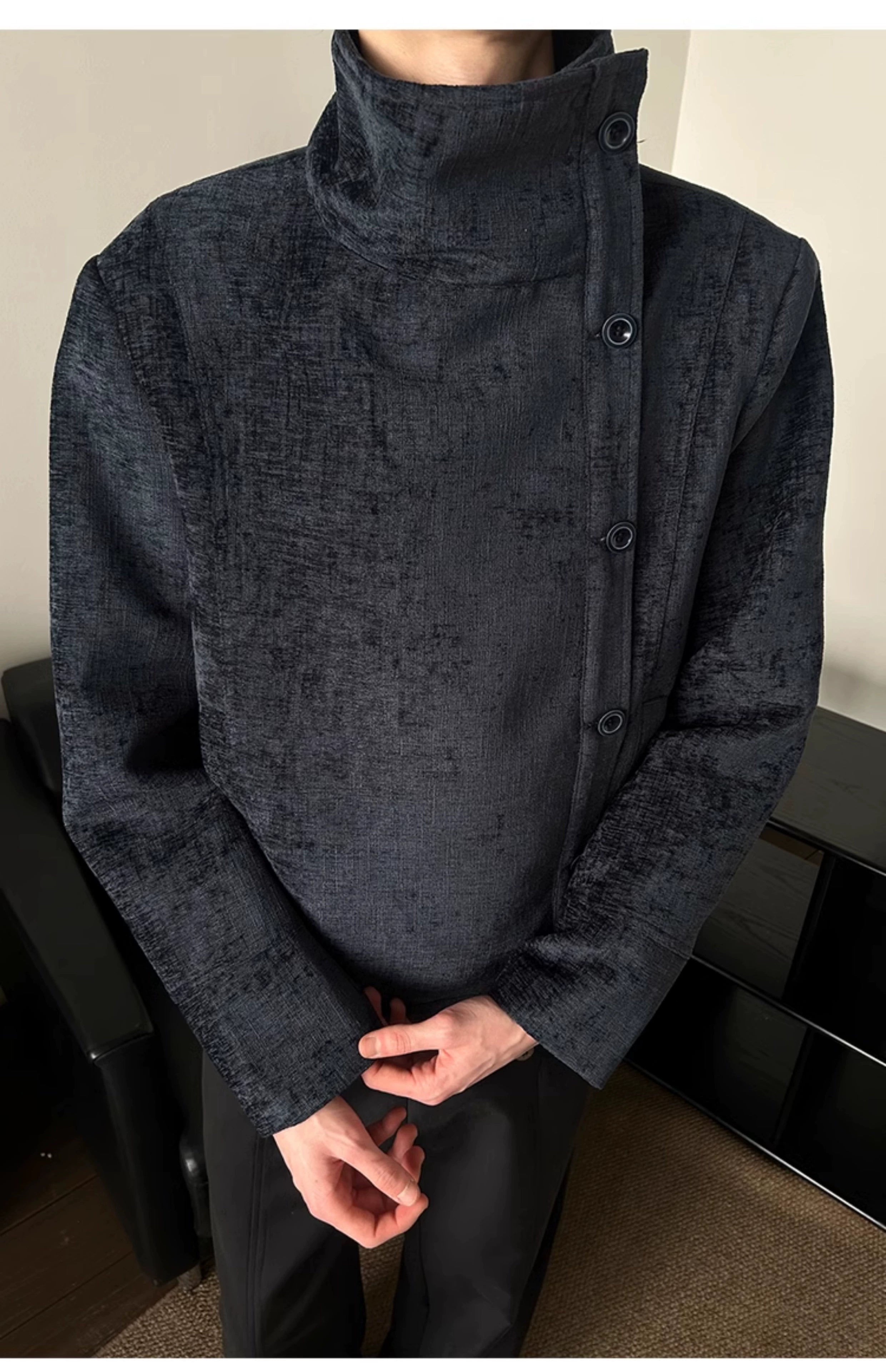 KREATE Irregular Vintage Stand-Up Collar Shoulder Jacket