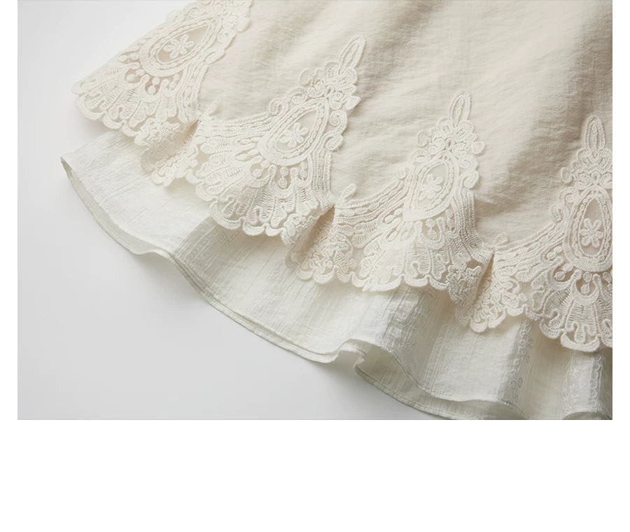 INDULG Lace Waist Square Neck Dress