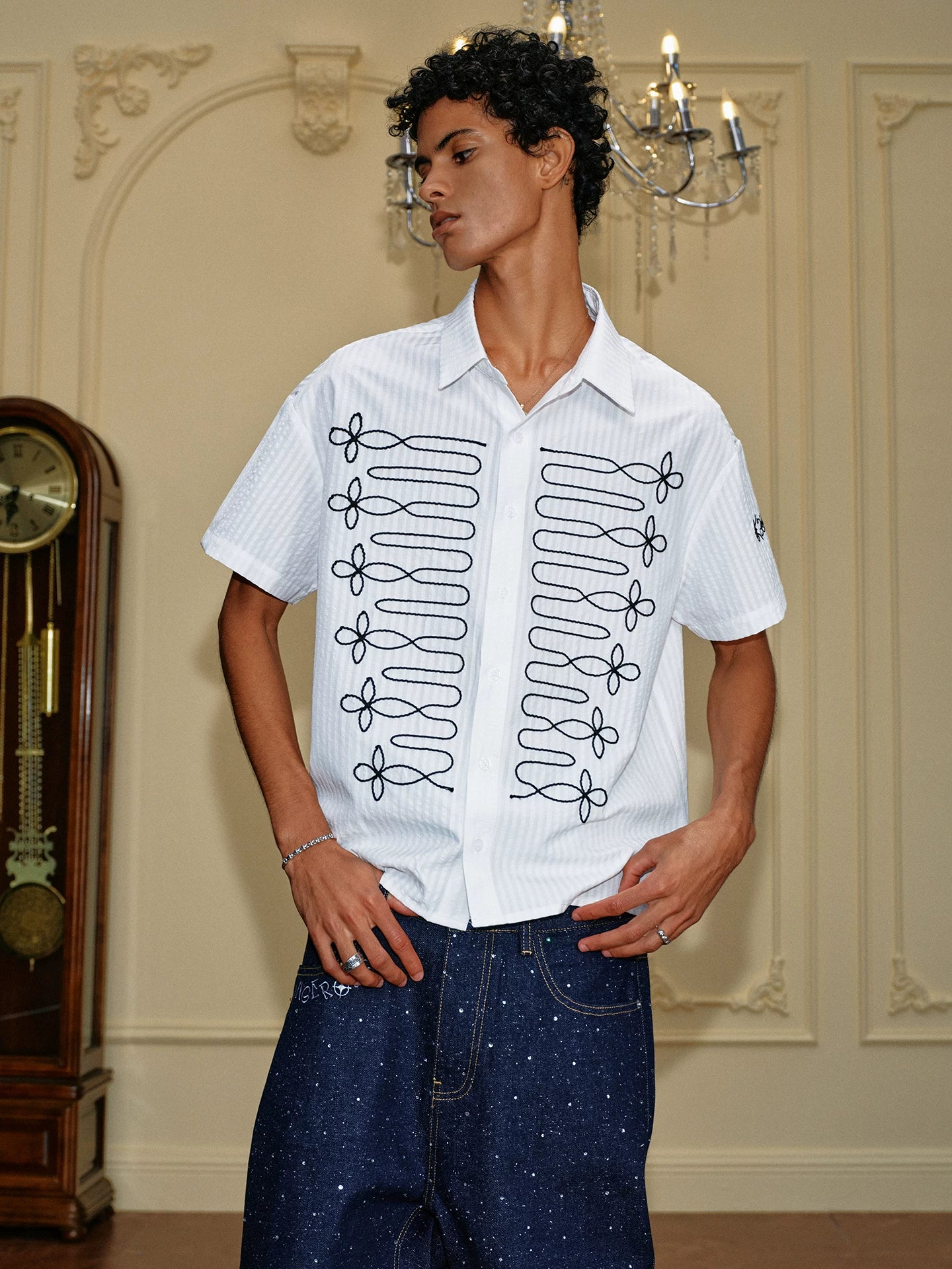 YADcrew Lapel Casual Short Sleeve Shirt