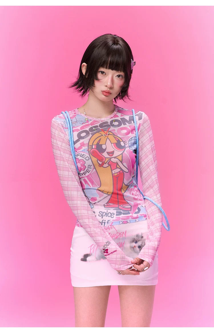 BJHG [Flying Girl Police Joint Name] Sweet and Cool Slim-fit Long Sleeve Blouse