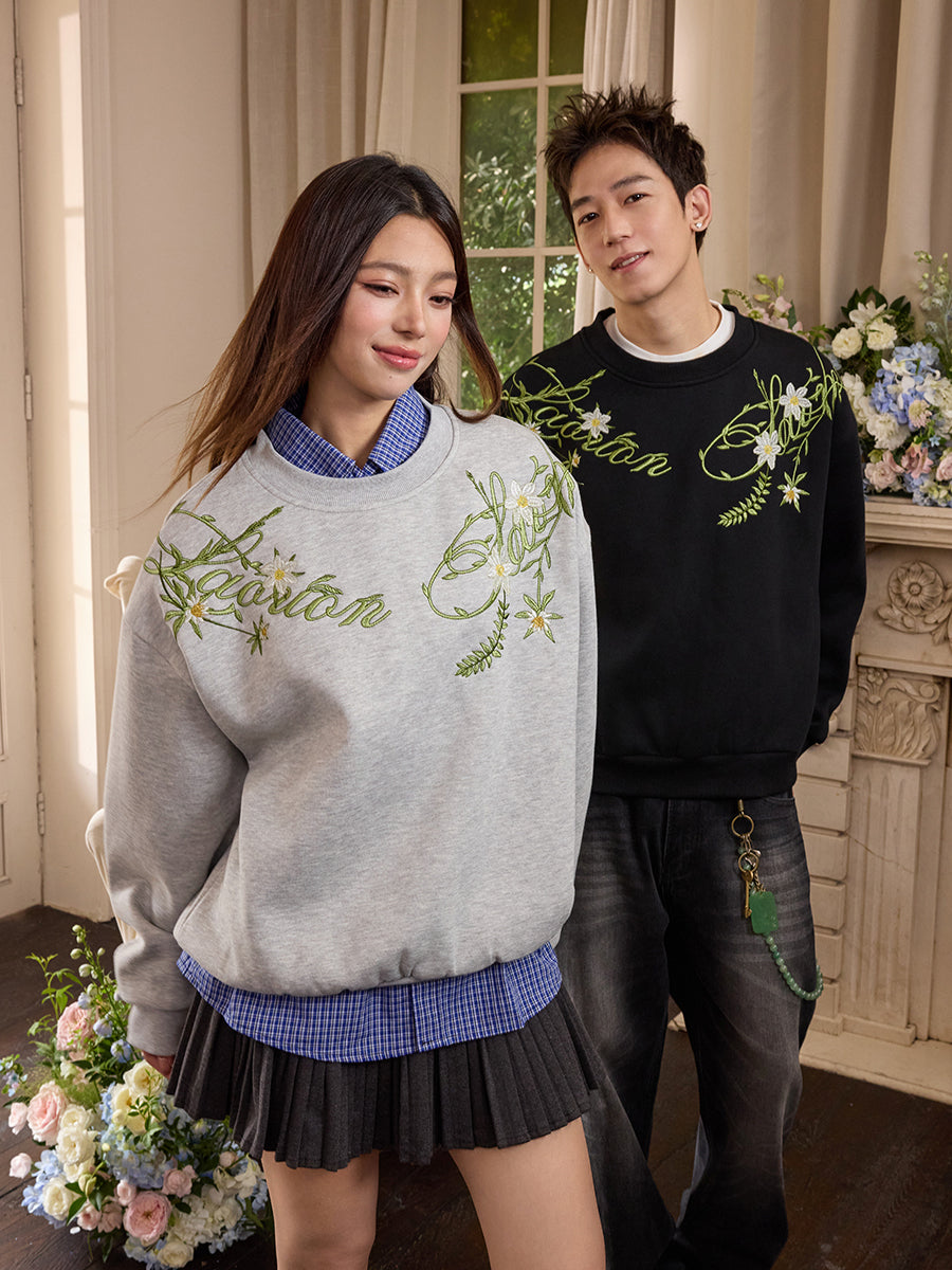 Harshandcruel handwritten flower winding Sweater