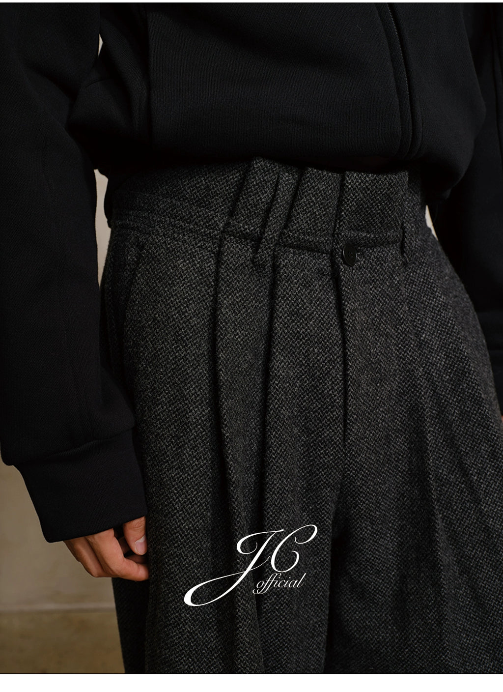 JCAESAR WOOL Pinch-pleated Casual Wide-leg Pants