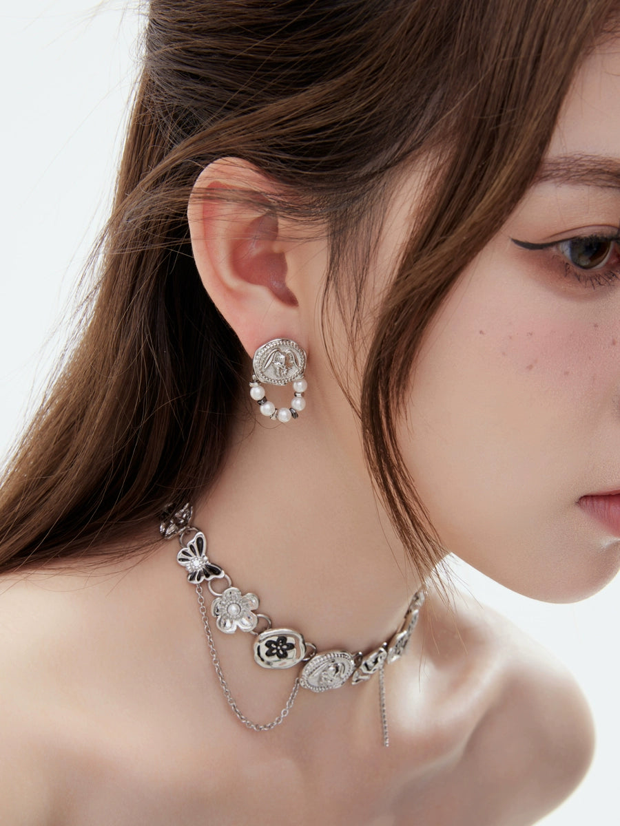 BULUBULU Retro Coin Rabbit Stud Earrings
