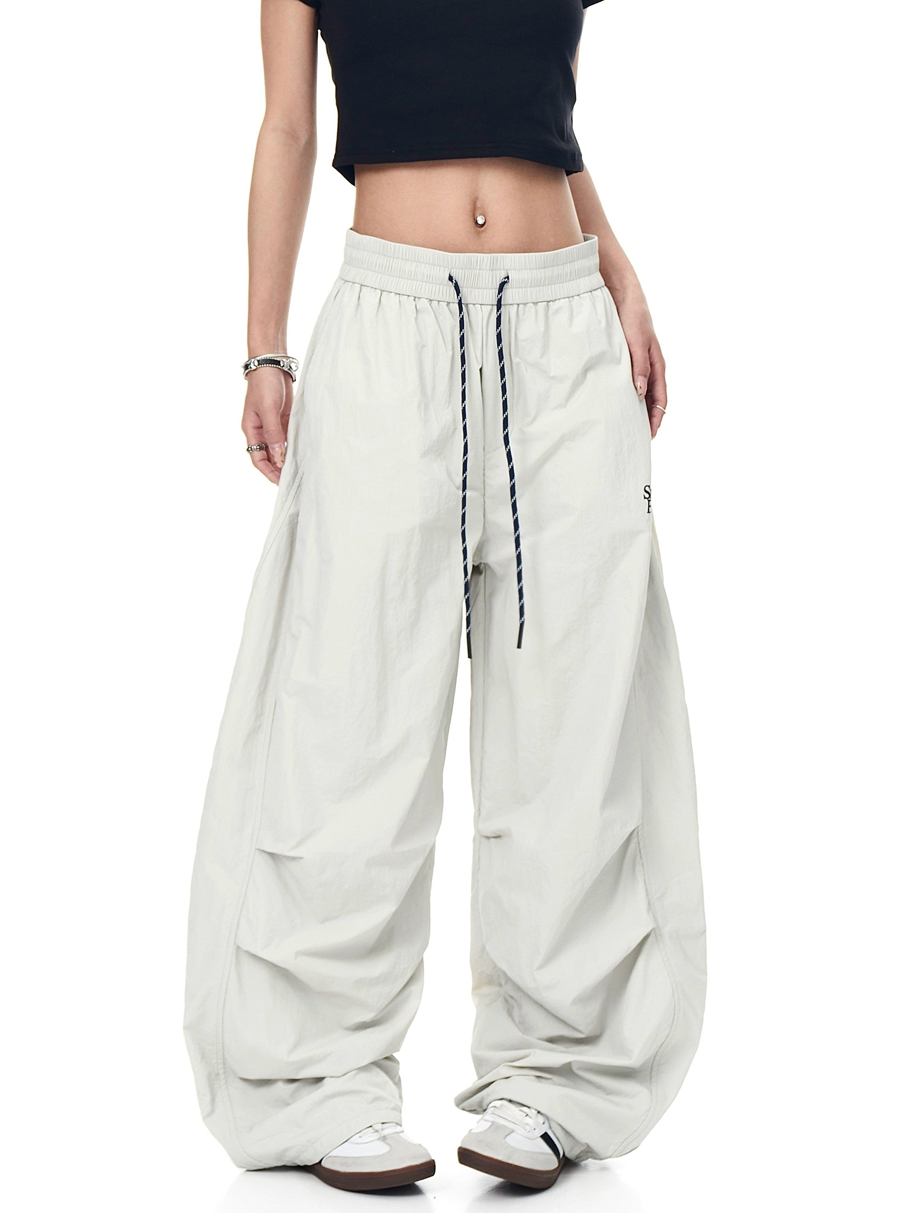 BLACKLISTS Pleated Embroidered Dance Wide-leg Scimitar Pants