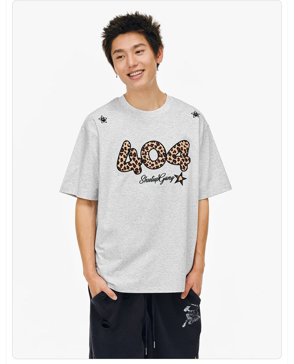 404MOB Leopard Print Three-dimensional Embroidery Tee