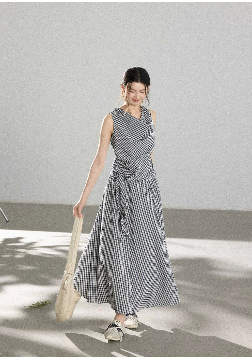 TYANG Plaid Sleeveless Vest Skirt Set