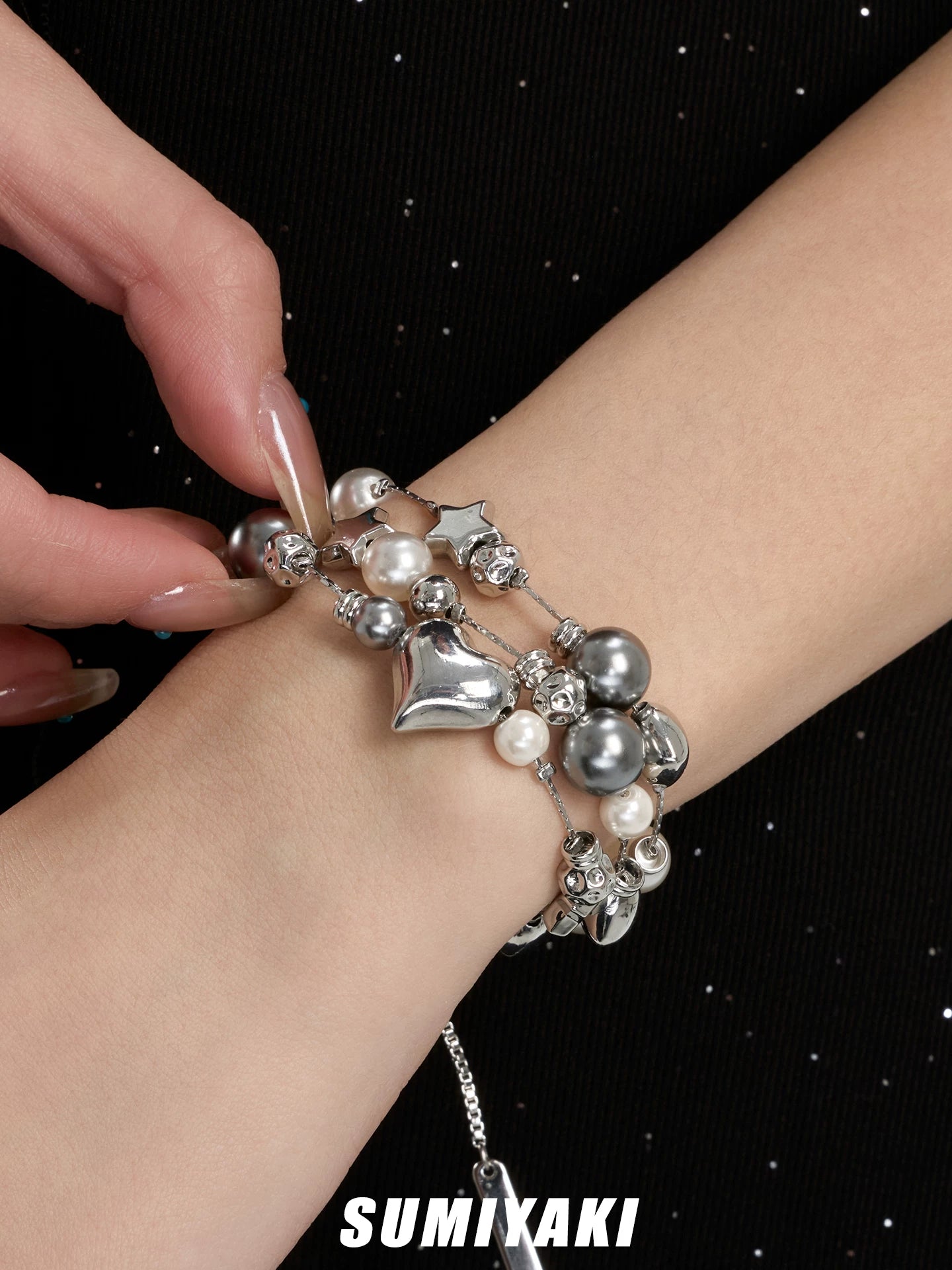SUMIYAK Versatile Pearl Three-layer Stacked Bracelet
