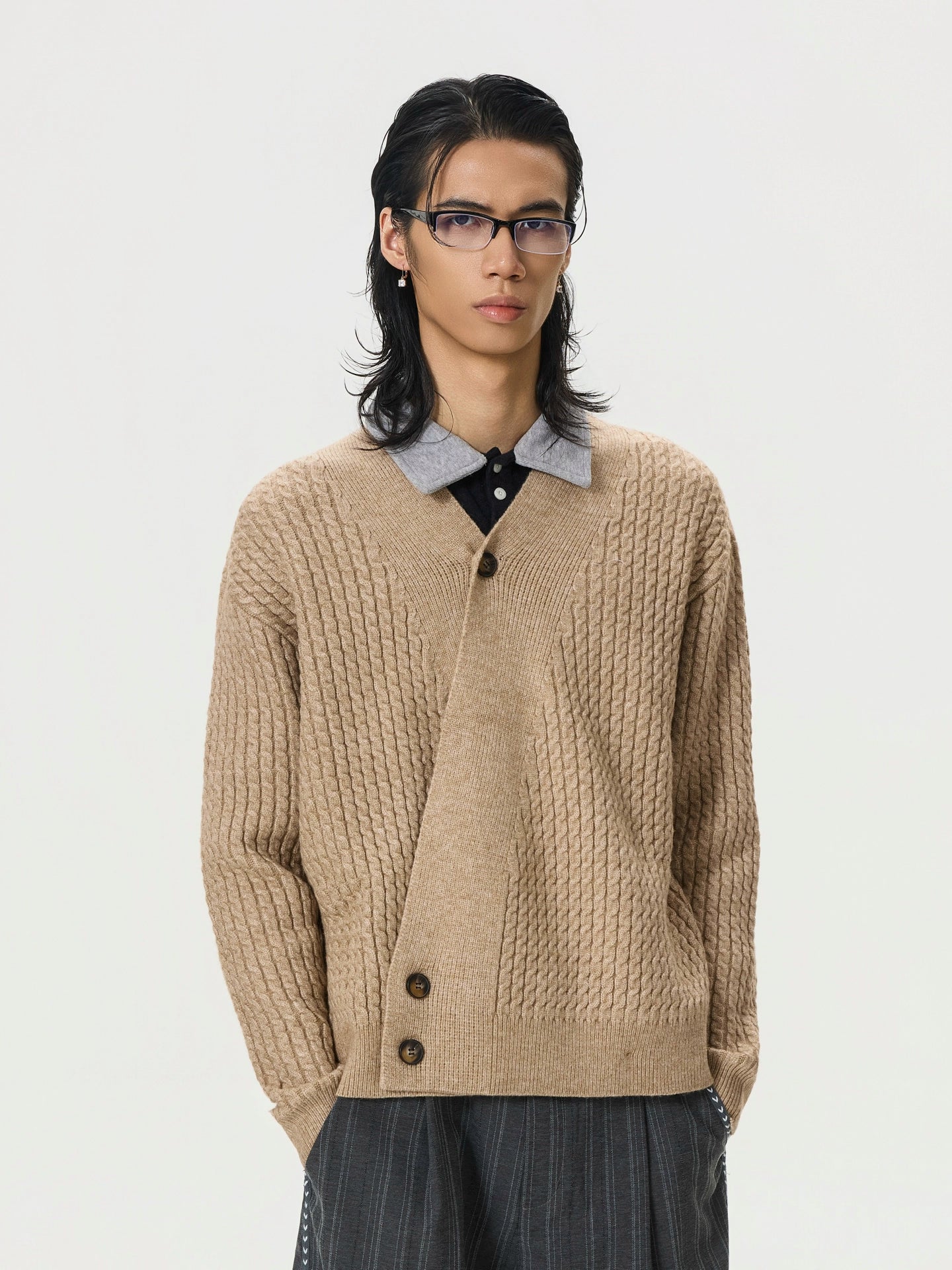 BTSG Vintage V-Neck Slack Cardigan Sweater Jacket