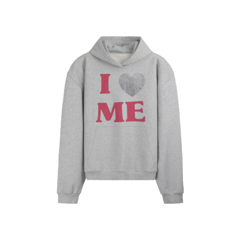 KONOOT Love Hot Diamond Letter Foam Print Hooded Sweater