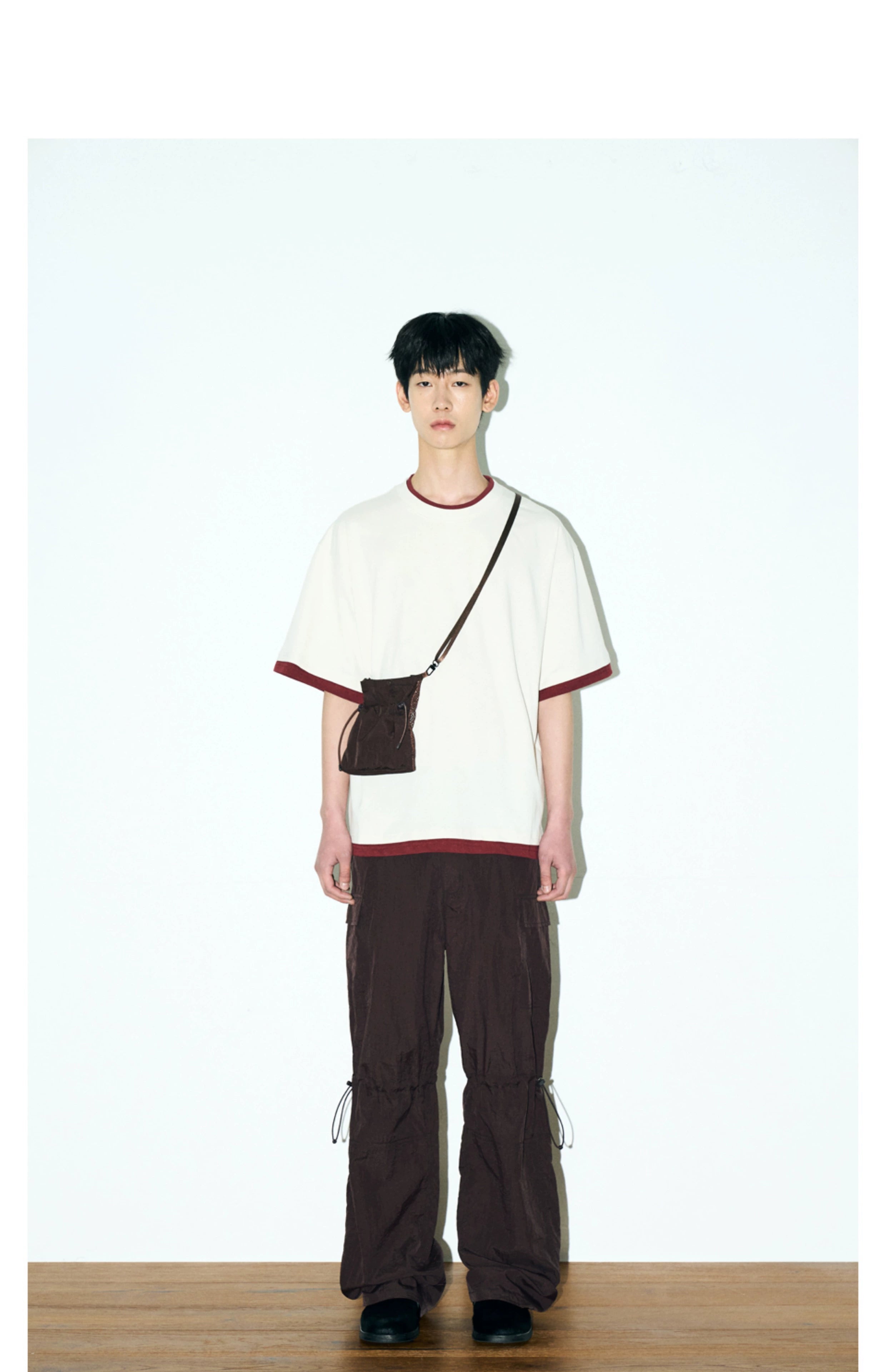 PARTIMENTO Loose Casual Short Sleeve Laminated Tee