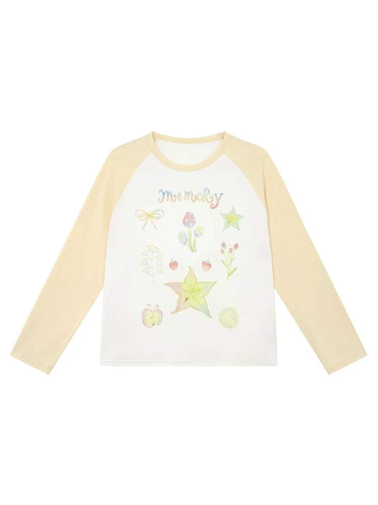 KANO Graffiti Print Contrast Raglan Sleeve Loose Tee