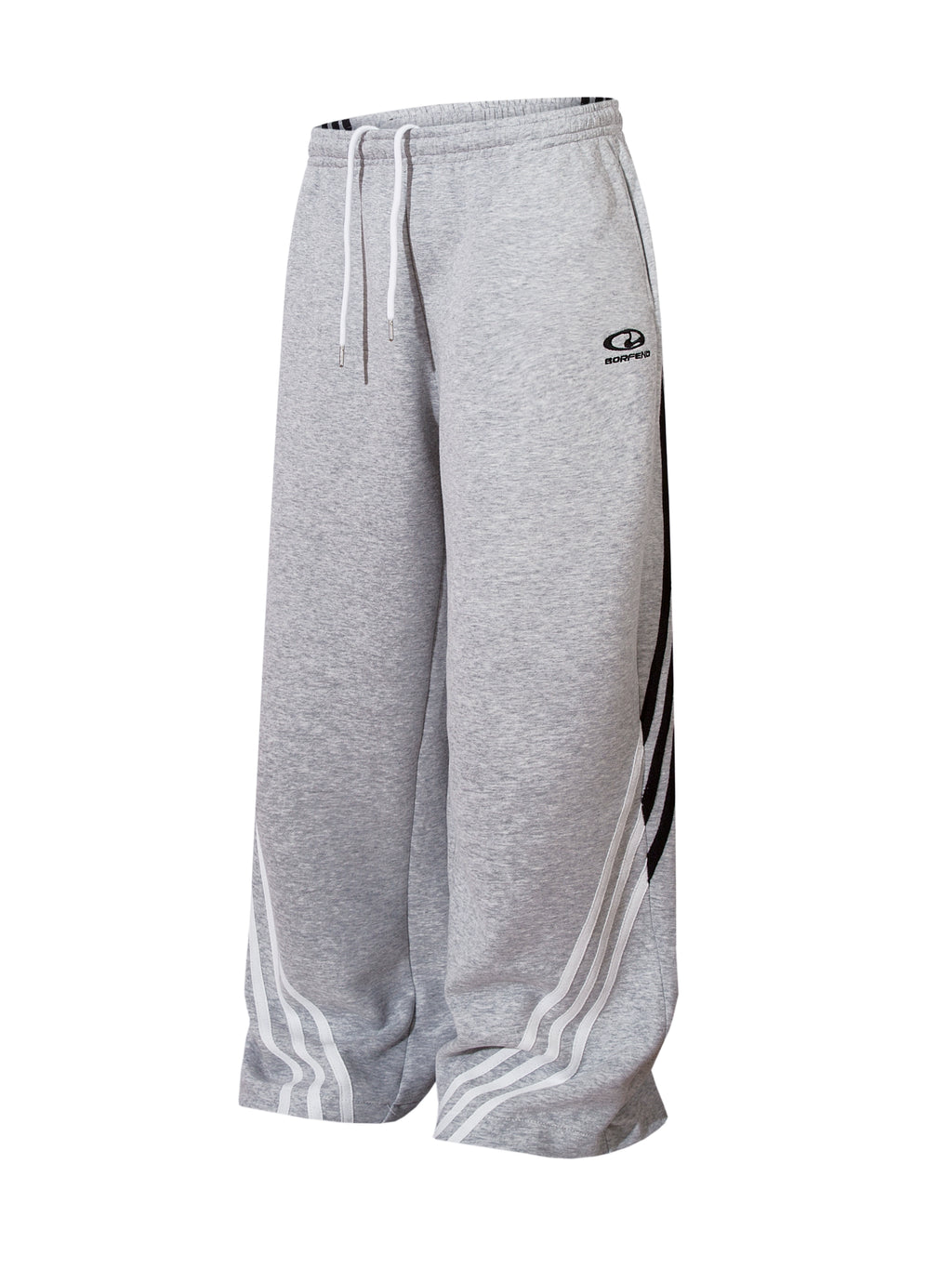 BeOurRule Vintage Straight Contrast Three-Bar Splicing Wide Leg Casual Pants