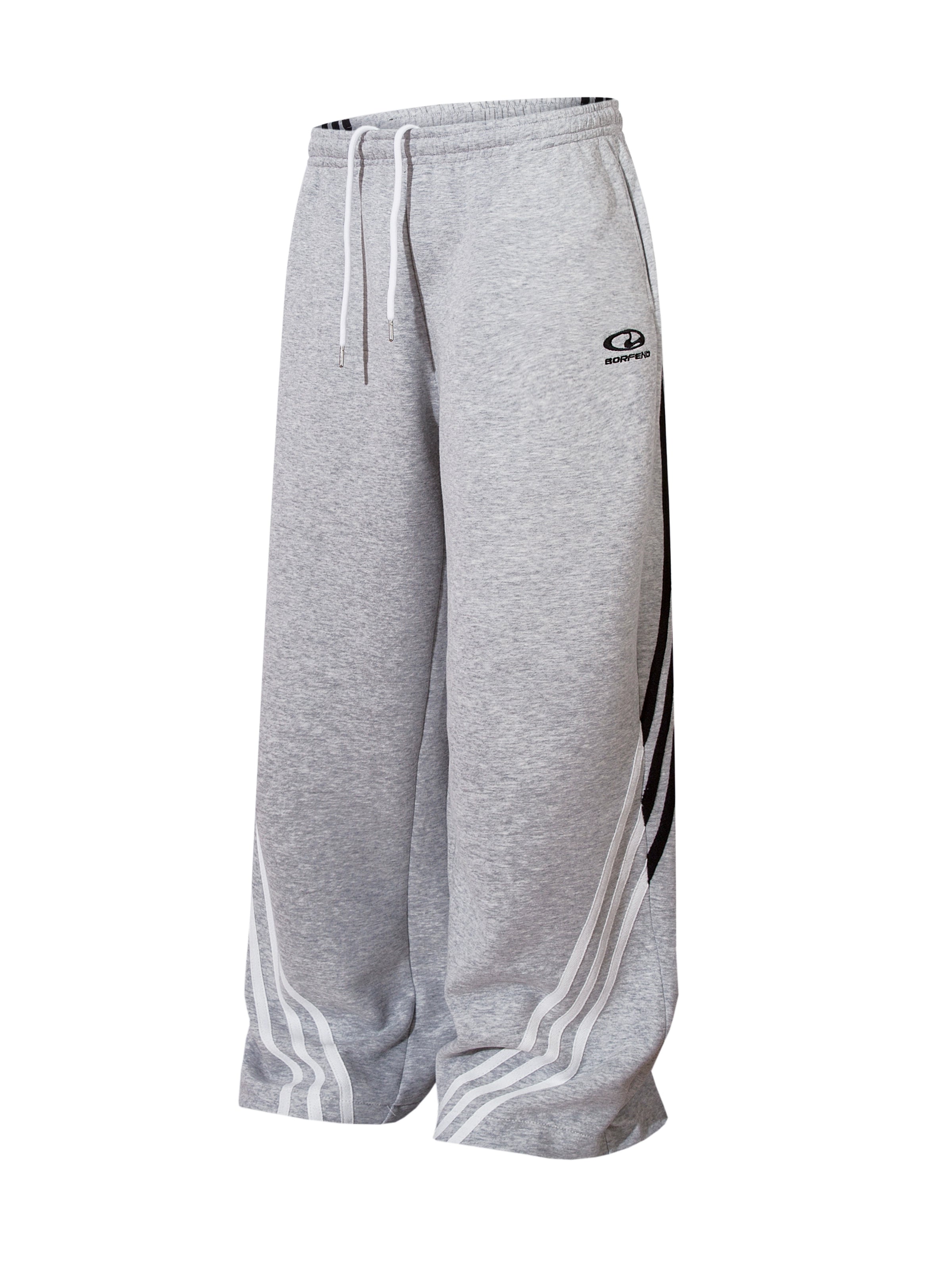 BeOurRule Vintage Straight Contrast Three-Bar Splicing Wide Leg Casual Pants