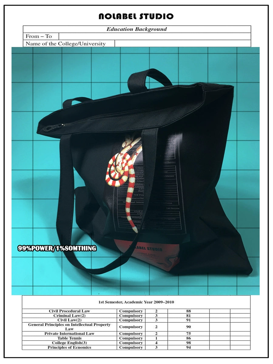 NOLABEL Dark Snake Canvas Bag Vintage Tote Bag