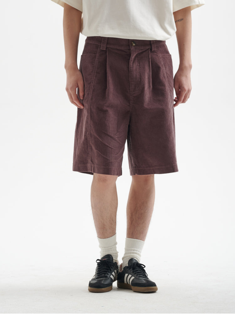 BUTTBILL 25SS Japanese retro 11-pit non-elastic corduroy Shorts