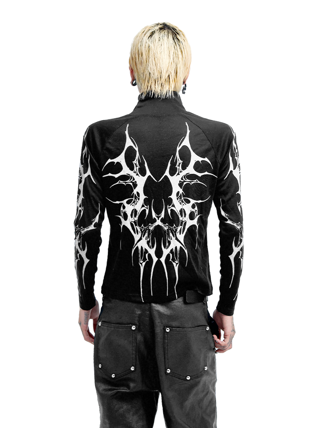 DETW Splicing Slim Fit Front Shoulder High Neck Long Sleeve