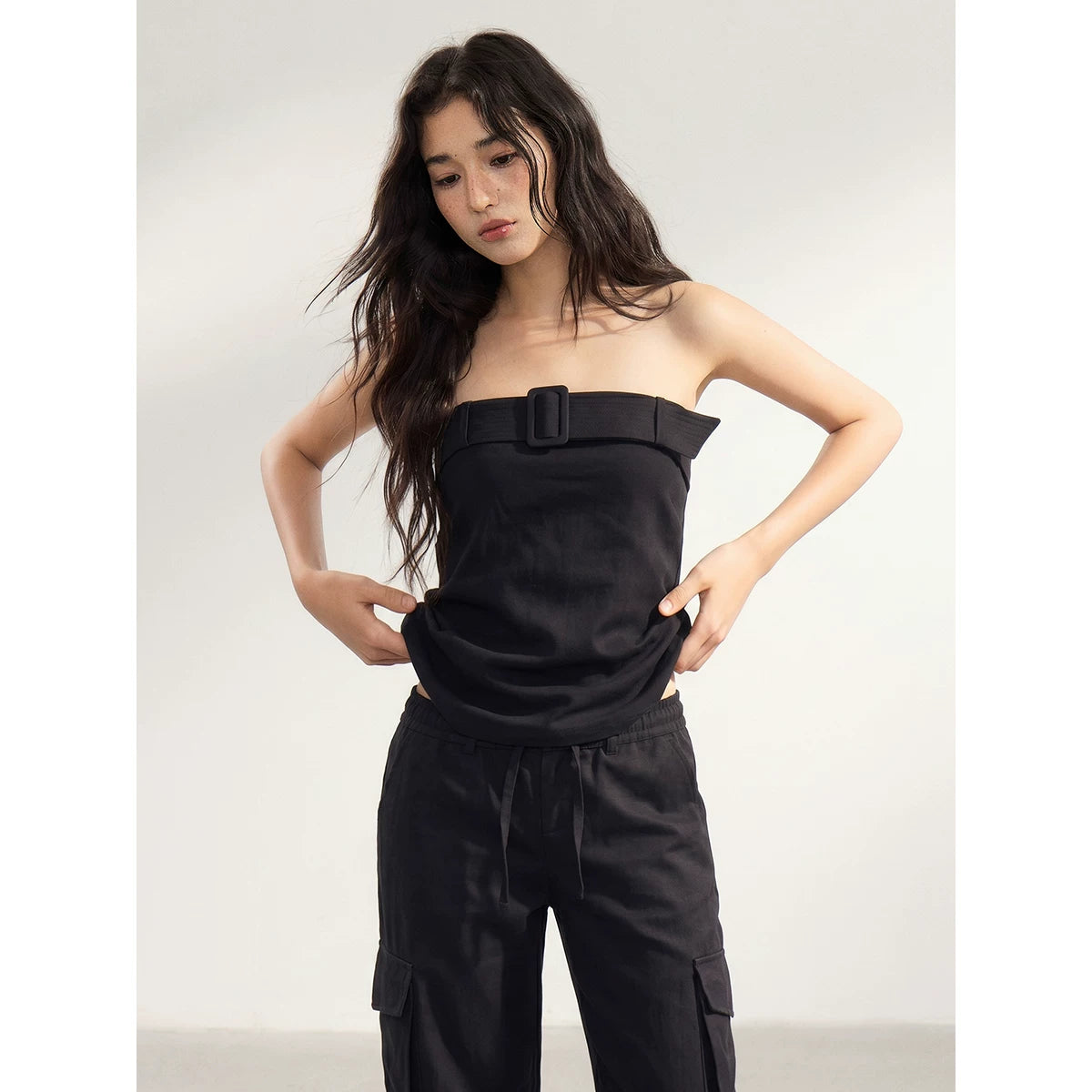 WITHMIN One-word Neck Wide Chest Strap Adjustable Loose Tube Top