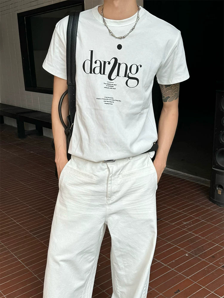 DM Tenacious Shoulder Simple Letter Elastic Tee