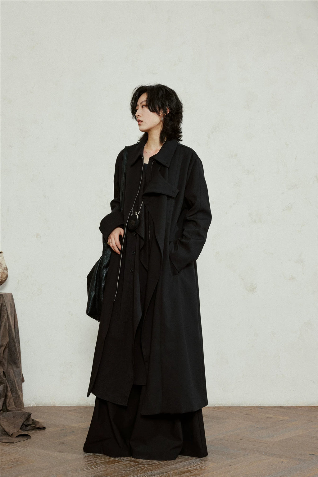 SUNYVONNE High-waisted Wide-leg Floor-length Suit Pants
