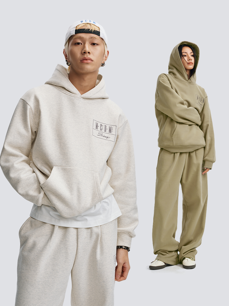 MEDM Flower-type Embroidered Hooded Sweater Casual Suit