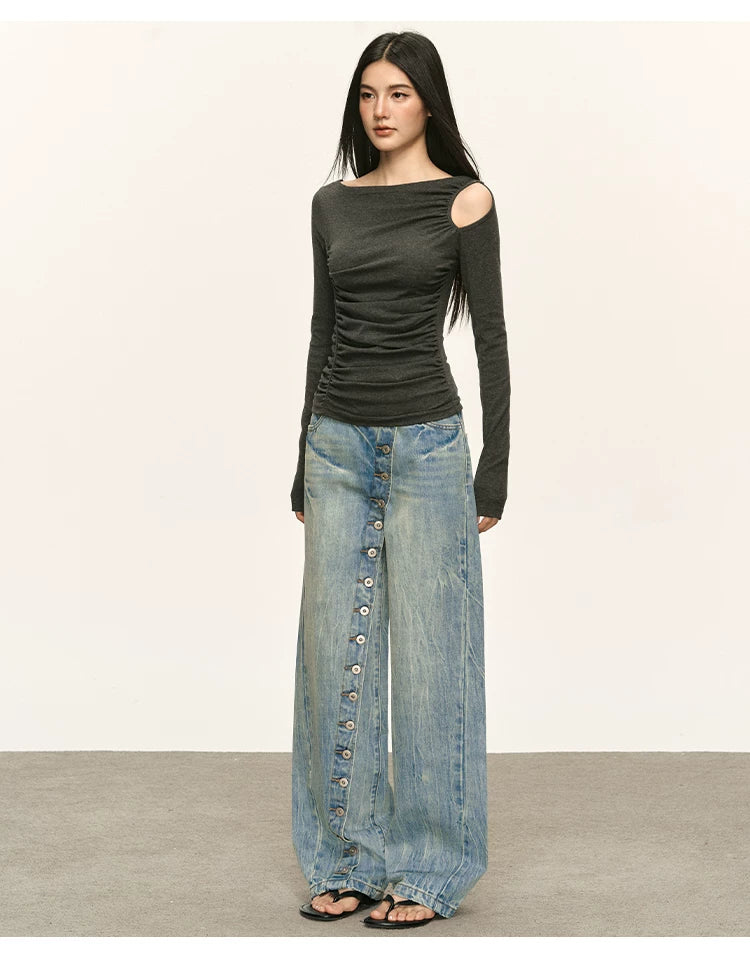 Anna Aneae Design Slanted Placket Multi-button Jeans