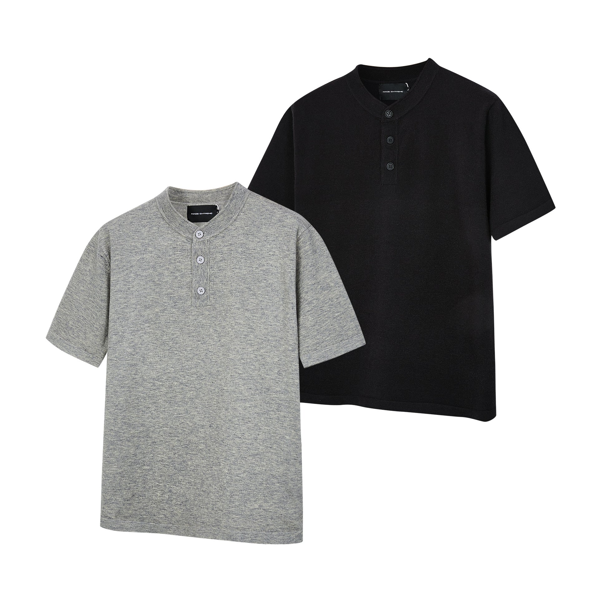 MADEEXTREME Lyocell Tencel Henry Neck Soft Premium Short Sleeve Knitted Tee