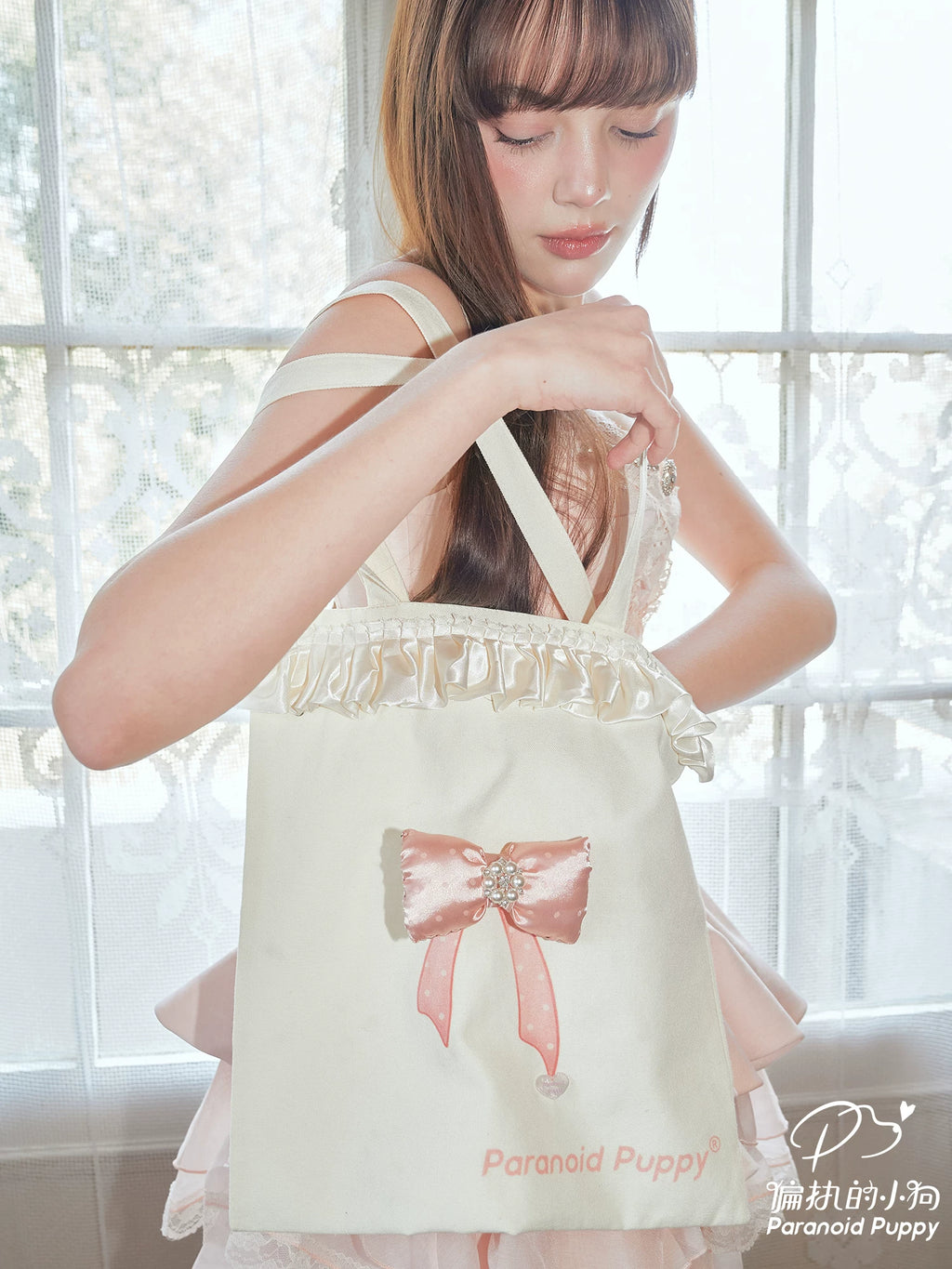 PP Niche Polka Dot Bow Canvas Bag