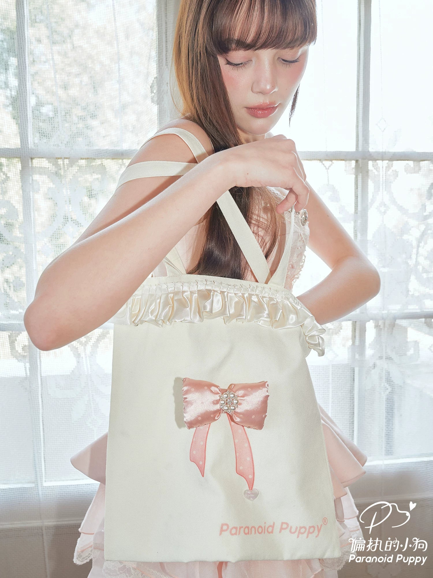 PP Niche Polka Dot Bow Canvas Bag
