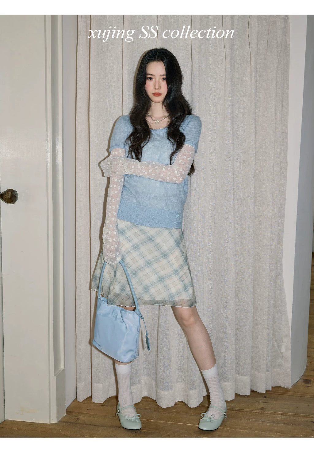 XUJING Round Neck Hollow Loose and Thin Tee