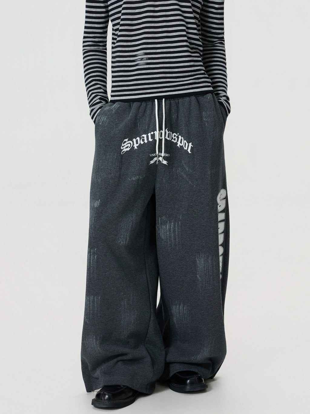 BTSG Vintage Painted Printed Wide-Leg Slacks