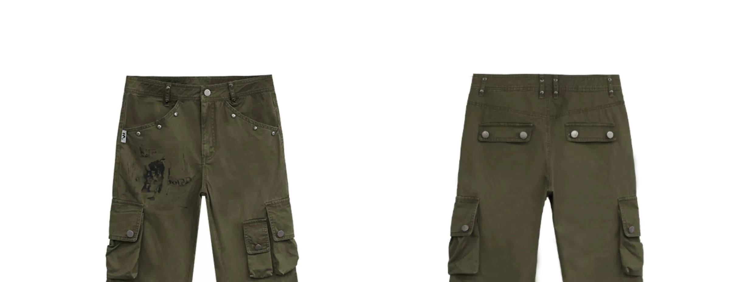 FUZZYKON Retro Portrait Printing Tooling Flared Pants