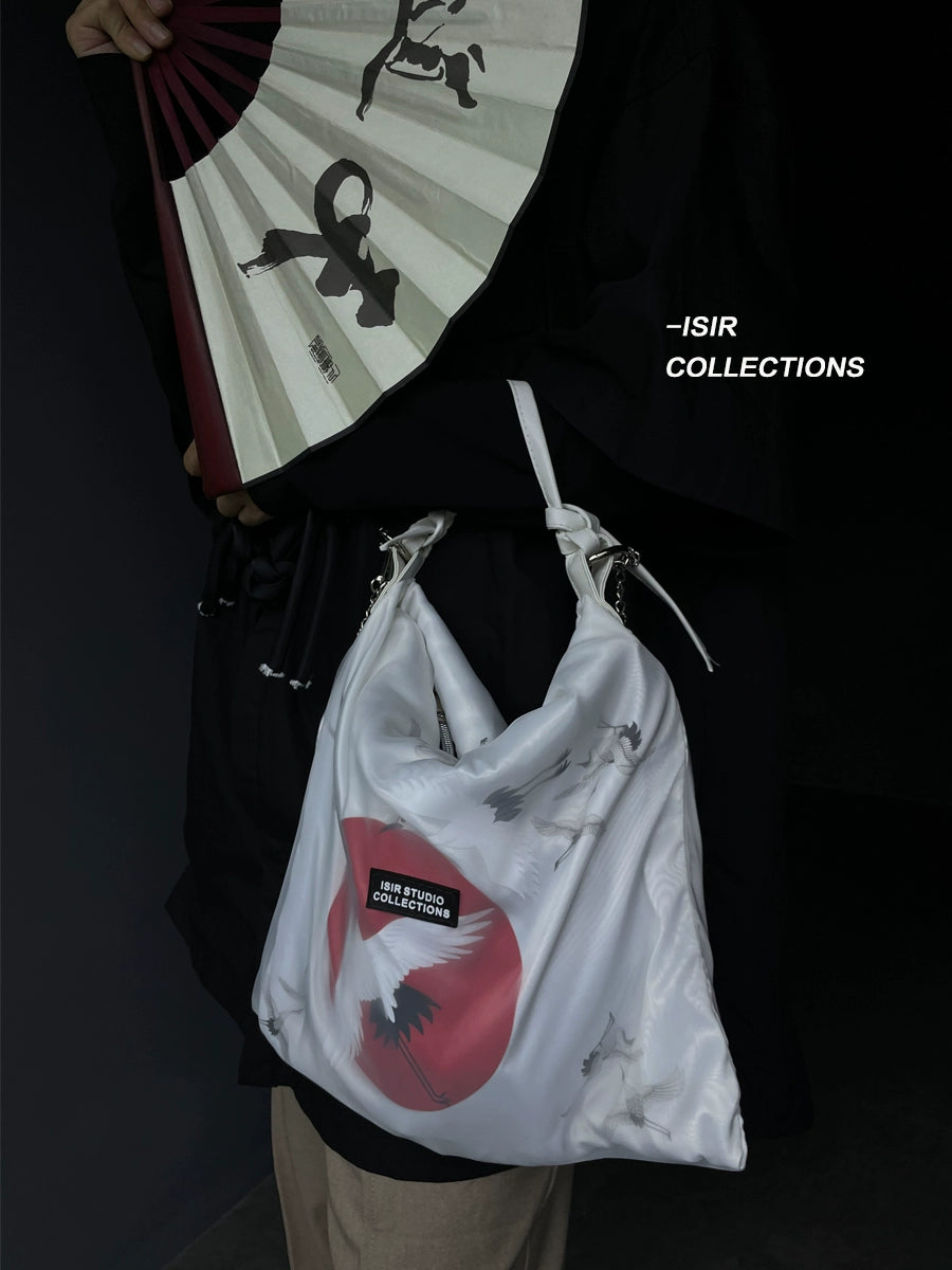 ISIR New Chinese White Crane Youth Splicing Sunset Messenger Bag