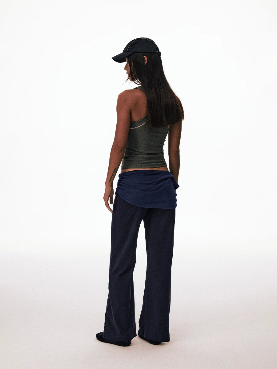 CONP Low-rise Fake Two-piece Drape Slightly Straight-leg Pants