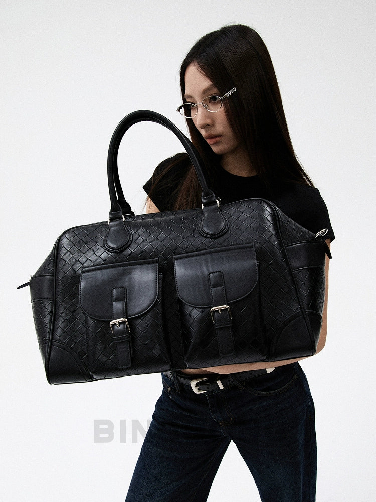 BINGBONG Cross Braided Retro Simple Portable Large Capacity Bag