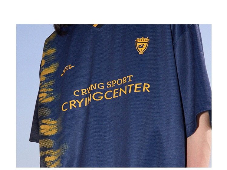 CryingCenter Tie-dye Contrasting V-neck Jersey Tee