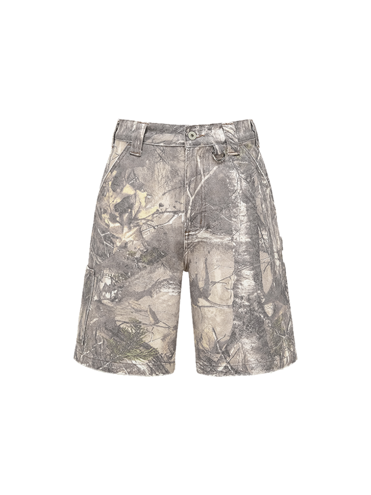 KONOOT Dead Branch Camouflage Washed Old Gradual Change Shorts
