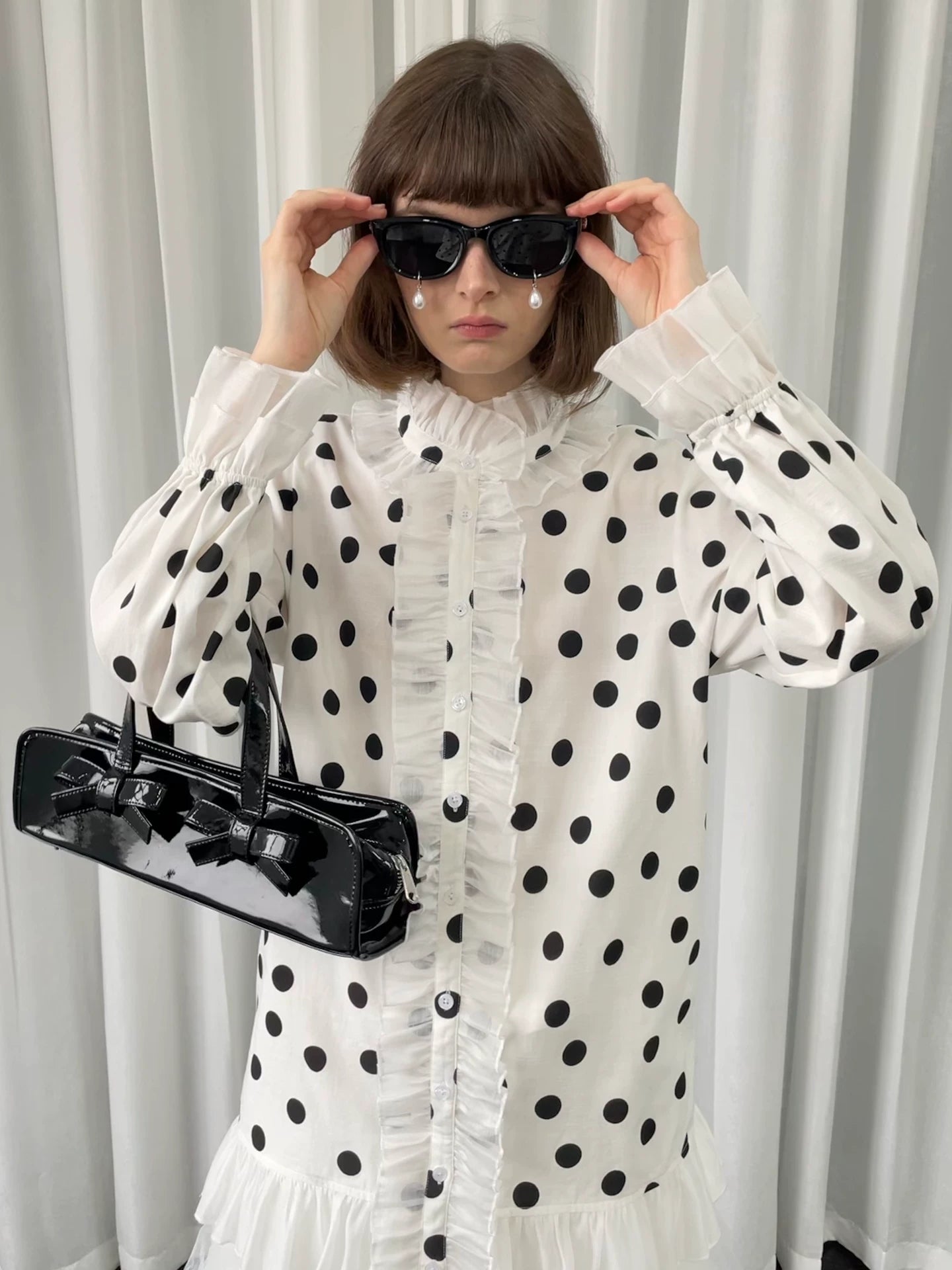Loosesmell Versatile Polka Dot Lace Shirt