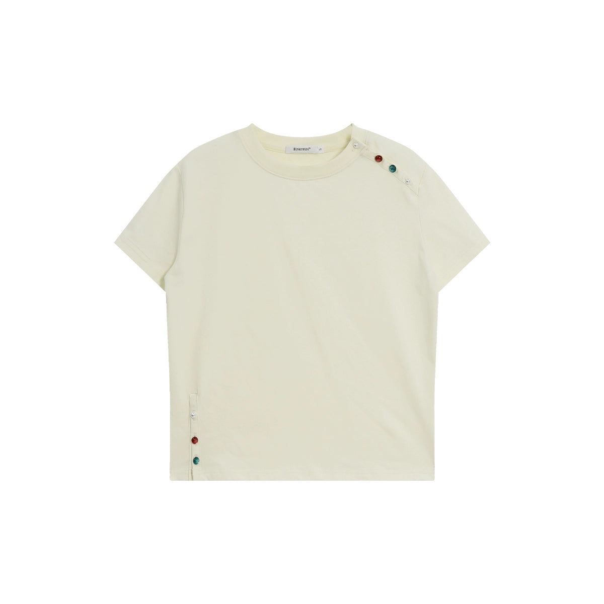 FUNKYFUN Handmade Colored Beaded Slit Tee