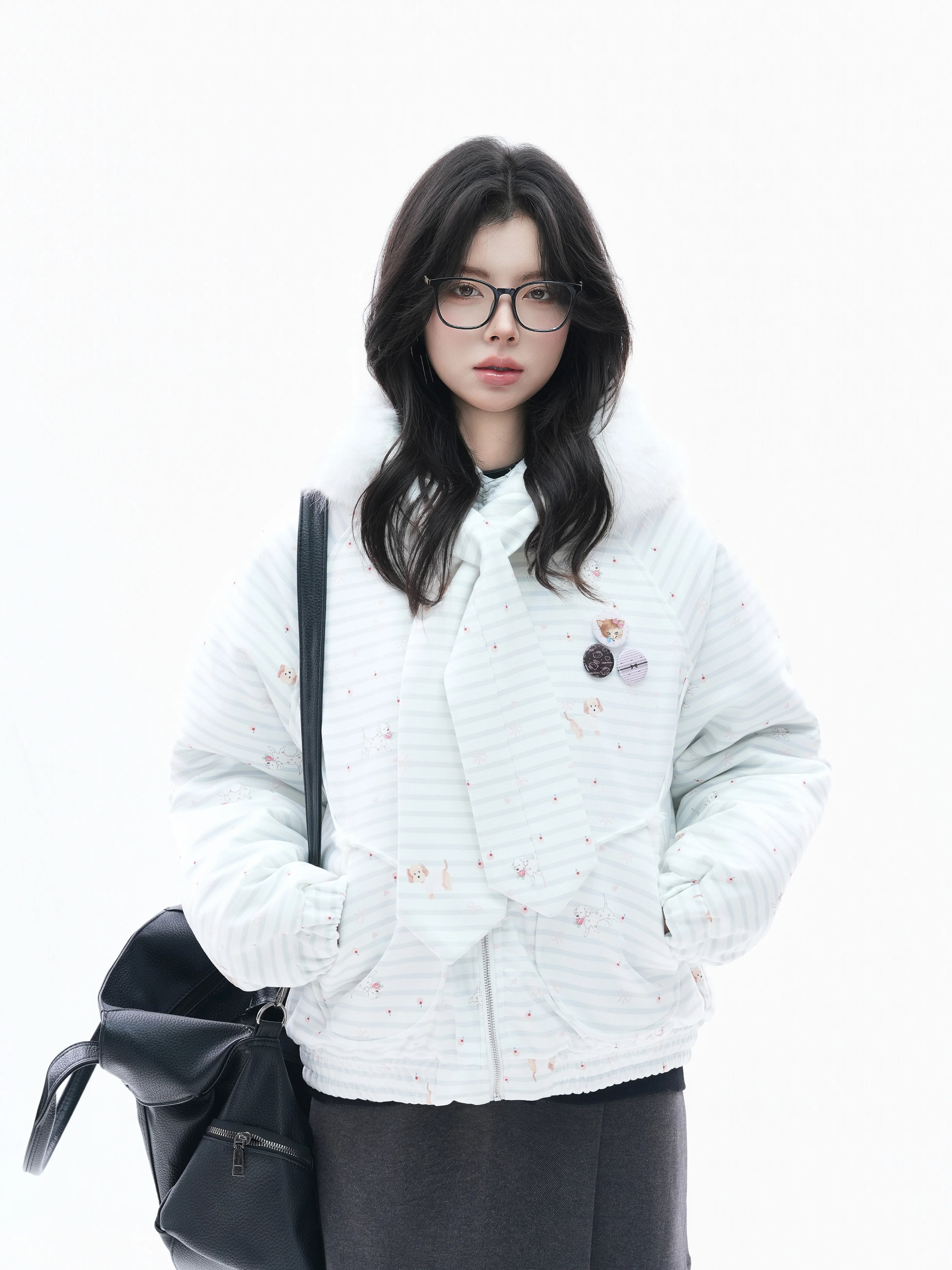 Zuocisankon Cute Puppy Print Soft Waxy Cotton Coat