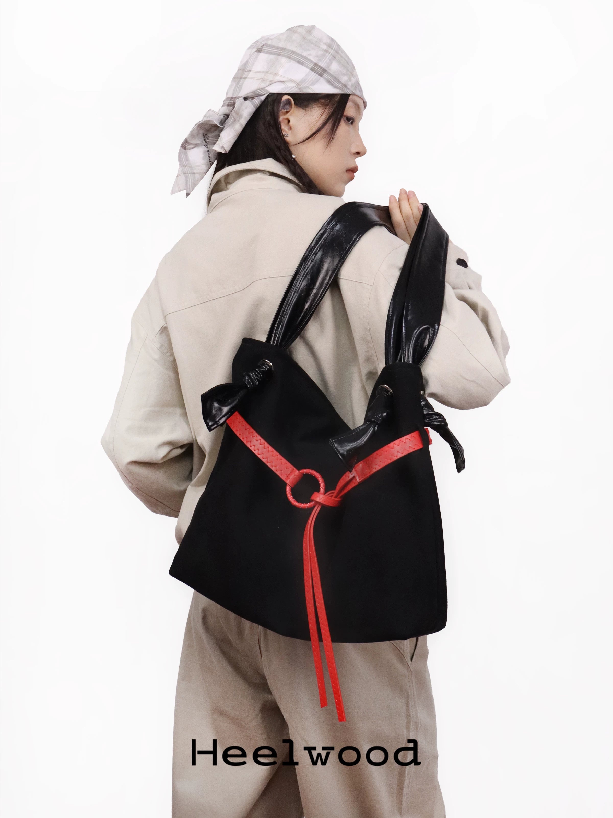 Heelwood Contrast Shoulder Large Capacity Tote Bag