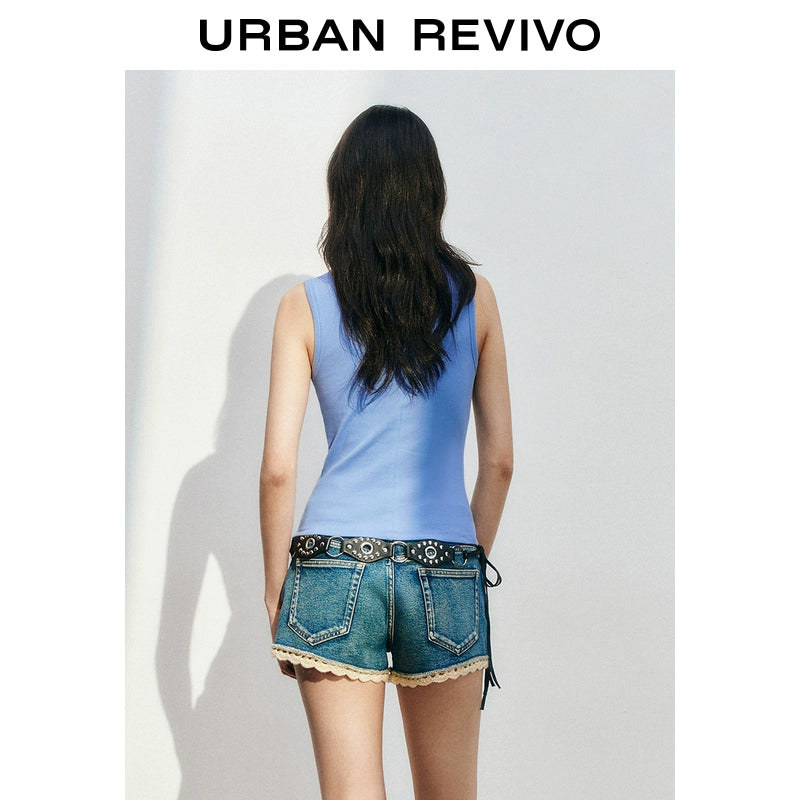 URBAN REVIVO Casual Versatile Slim Slim U-neck Vest