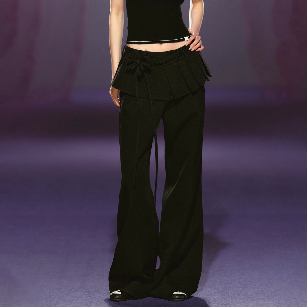 AGAM Fake Two-piece Pleated Straight Trousers