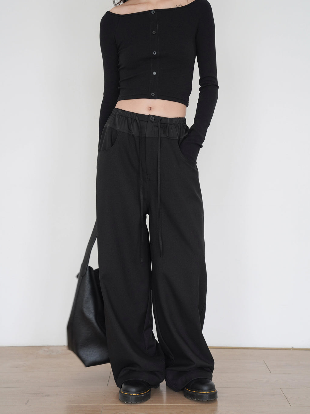 EM  Color Match Wide Leg Straight Pants