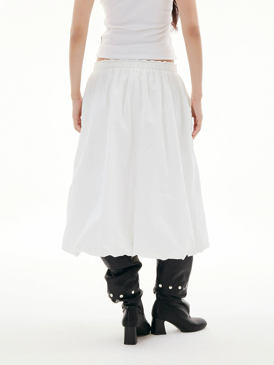 FUNKYFUN Pleated Texture Slanted Splicing Casual Skirt