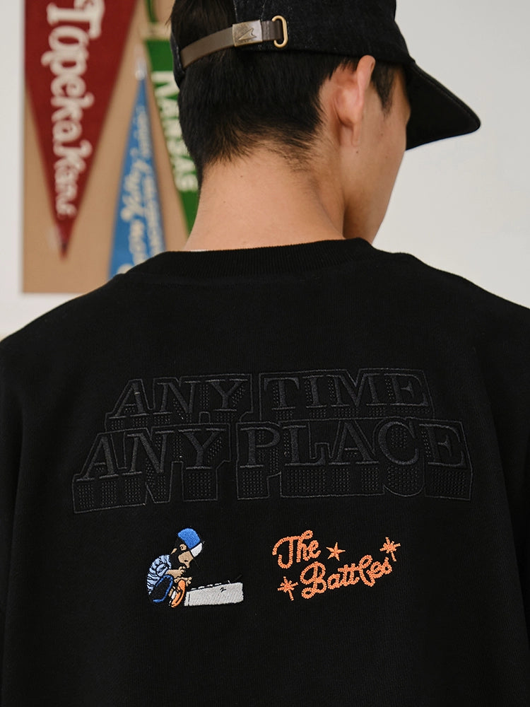 (Clearance) Battles Stitching Zipper Pocket Thick Needle Embroidered Sweater